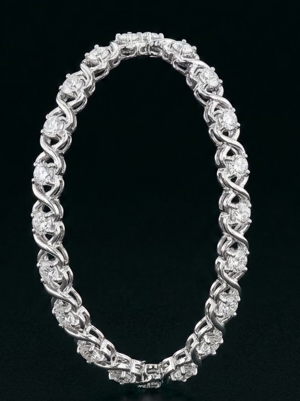 14k White Gold and Diamond Tennis Bracelet